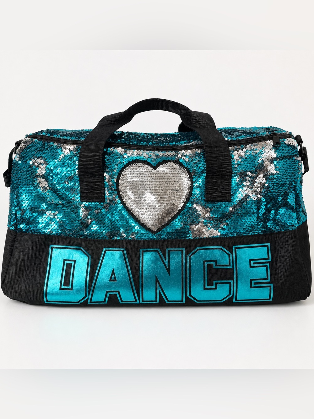 Danz N Motion B842 Turquoise Sequin Dance Duffel Bag Heart